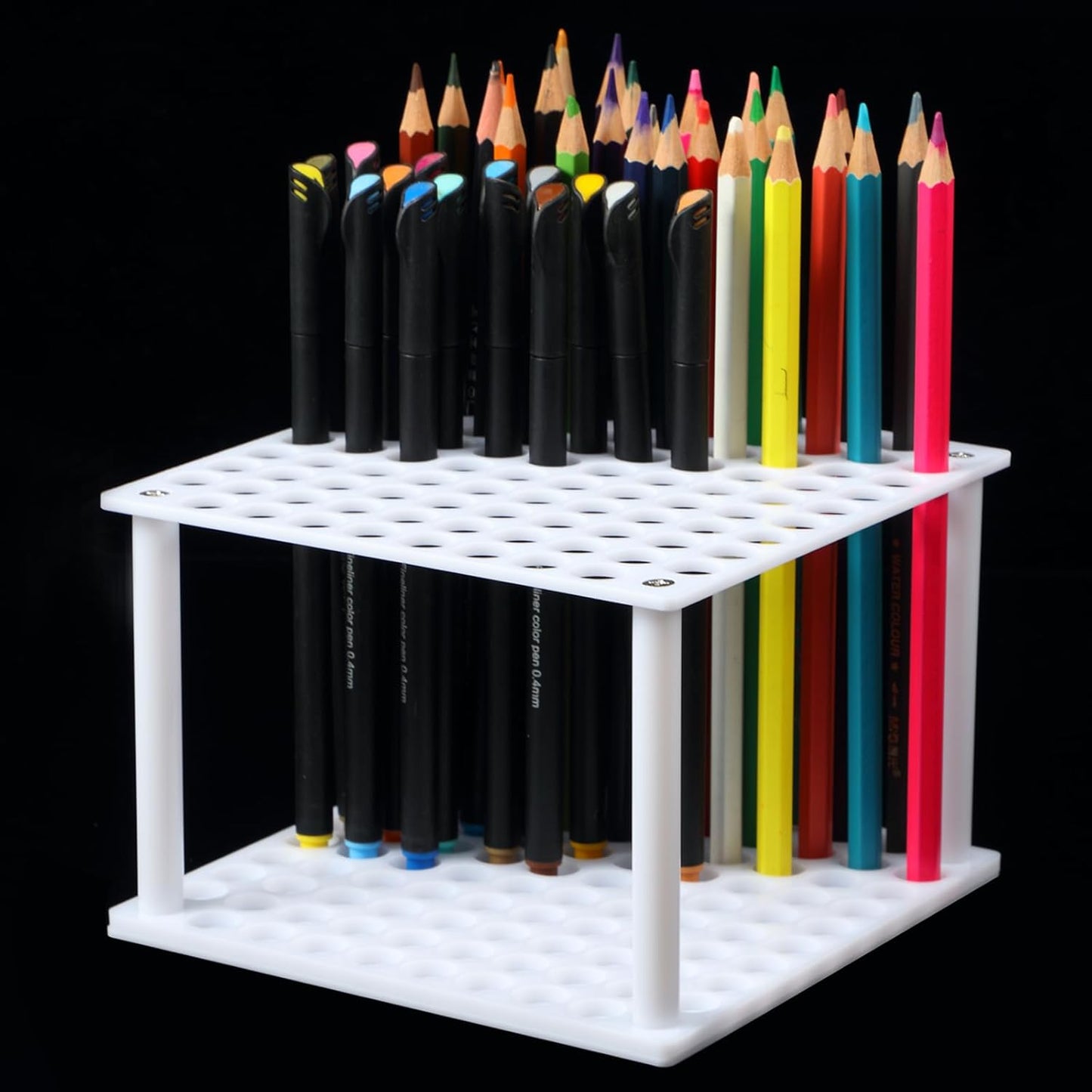 Outus 96 Holes Pencil Brush Holder Acrylic Paintbrush Holders Desk Organizer Stand Holder for Pencil Pen Paint Brushes Modeling Tool Office Art Supplies(Clear)
