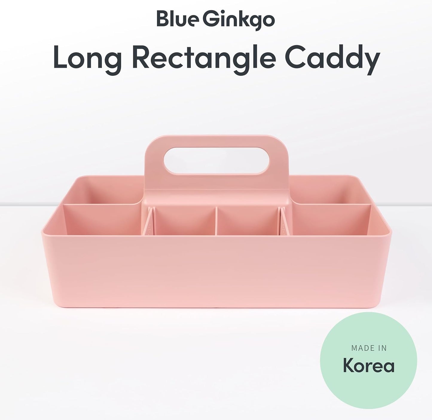 BLUE GINKGO Stackable Organizer Caddy – Korean-Made Portable Tote for Bathroom, Office, Crafts, or School Supplies (Rectangle, White)