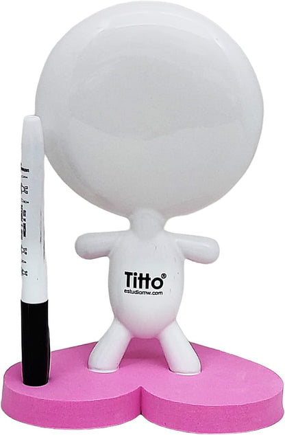 Dry Erase Board - TITTO in Love, Draw Your Ideas - Ceramic Doll - Black Office Design Desk - Coworkers Office Home Gift (Black)