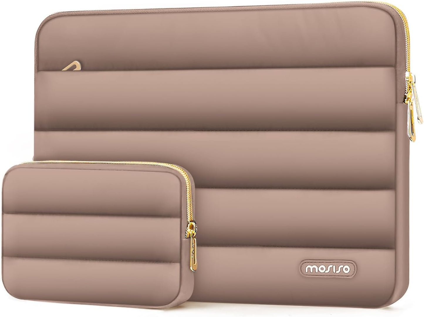 MOSISO Laptop Case 13.3 inch,13-13.3 inch Puffy Laptop Sleeve Compatible with MacBook Neo/Air 13.6 M5 M4 M3 M2 M1/Pro 13/14,HP Dell ASUS Lenovo,Polyester Horizontal Bag with Small Case, Sand