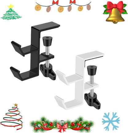 Desktop Hook Under-Table Handbag Hanger Wallet Hook Simple for Holiday Decoration Desktop Backpack Rack Headphone Hanger 2-Piece Pack Double Hook (Black)
