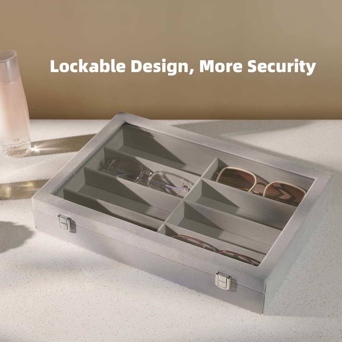 Glasses Holder Box Drawer Sunglass Organizer for Men Clear Storage Case 8 Slot Multiple Reading Glasses Display
