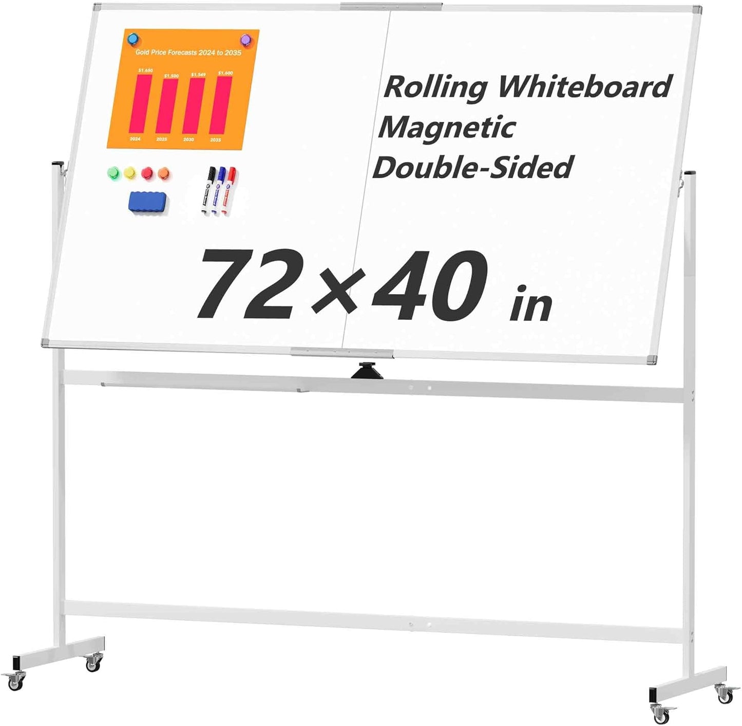 Large Whiteboard Easel with Stand, 36" x 24" Portable Standing Magnetic Dry Erase White Board, 3' x 2' Tripod Height Adjustable Flip Chart Easel for Home Office Classroom School, Silver