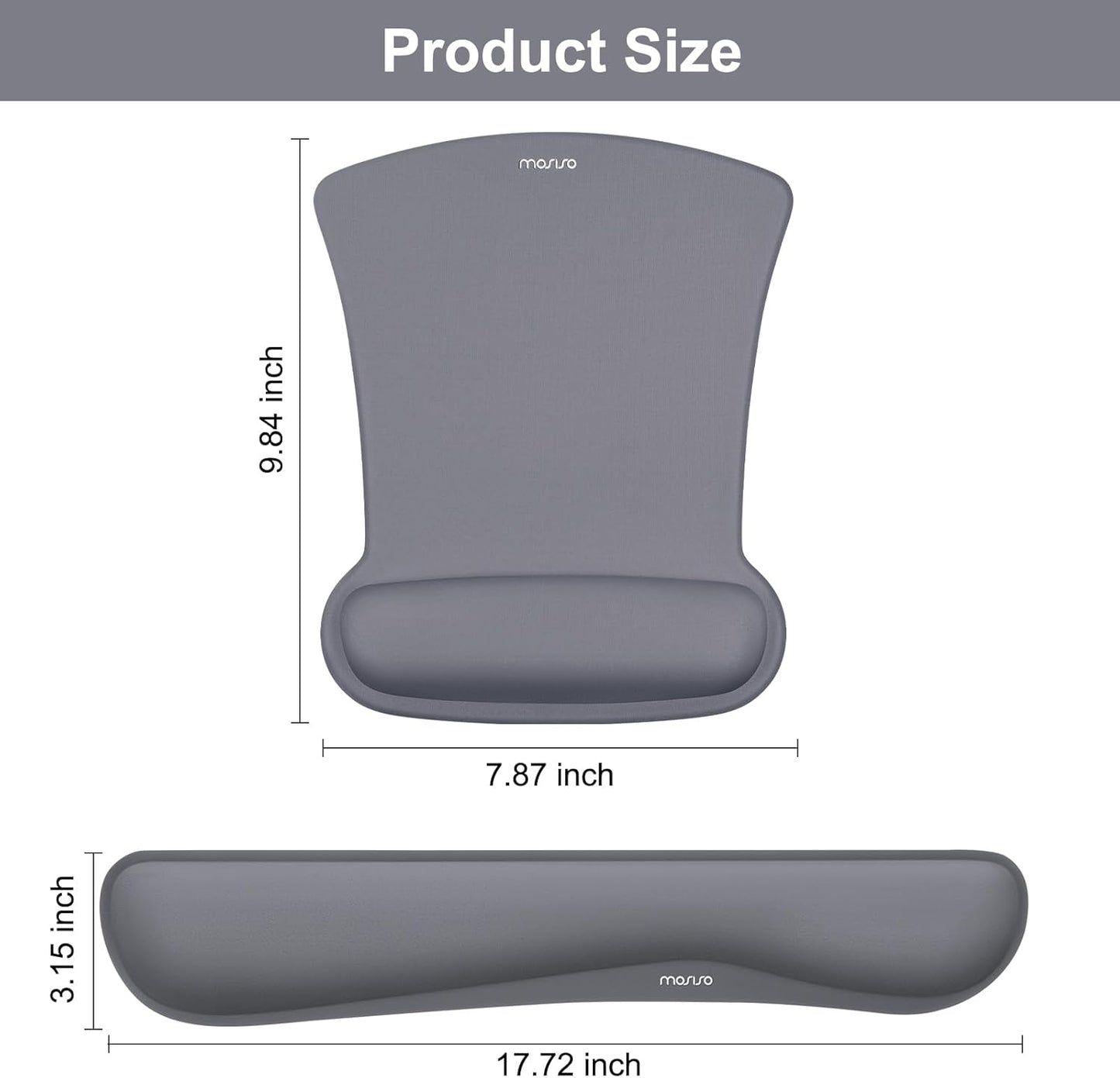 MOSISO Wrist Rest Support for Mouse Pad & Keyboard Set, Ergonomic Mousepad Non-Slip Base Home/Office Pain Relief & Easy Typing Cushion with Neoprene Cloth & Raised Memory Foam, Black