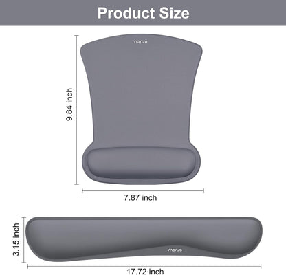 MOSISO Wrist Rest Support for Mouse Pad & Keyboard Set, Ergonomic Mousepad Non-Slip Base Home/Office Pain Relief & Easy Typing Cushion with Neoprene Cloth & Raised Memory Foam, Black