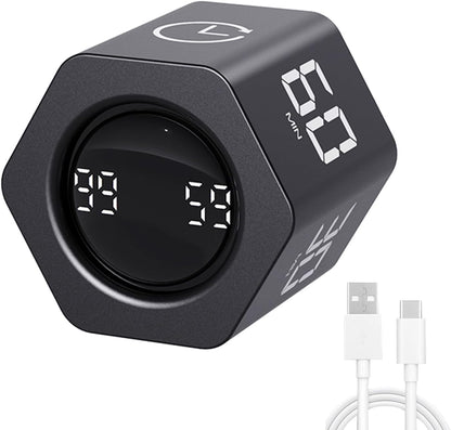 LUCKY TIME Productivity Timer Flip Gravity Sensor Pomodoro Cube Timer Countdown & Countup,1/5/10/30/60min Preset & Custom Timing, Mute/Vibrate/Sound for ADHD,Work,Study,Kitchen(1, White Hexagon)