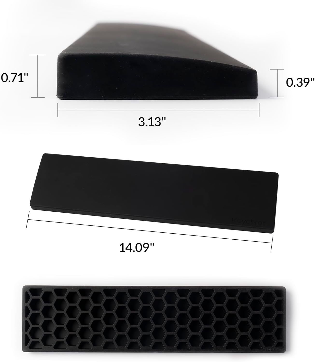 Ergonomic Silicone Wrist Rest for Keychron Q3 / Q3 Max / V3 / V3 Max / C3 Pro,14.37" Honeycomb Non-Slip Palm Rest, 80% TKL Mechanical Keyboards with Typing Pain Relief