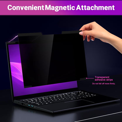 PYS Magnetic Laptop Privacy Screen Filter 15.6 Inch 16:9 - Detachable Computer Screen Privacy Shield, Anti-Glare Blue Light, Removable 15.6" Screen Protector for Lenovo, HP, Dell, Acer, ASUS