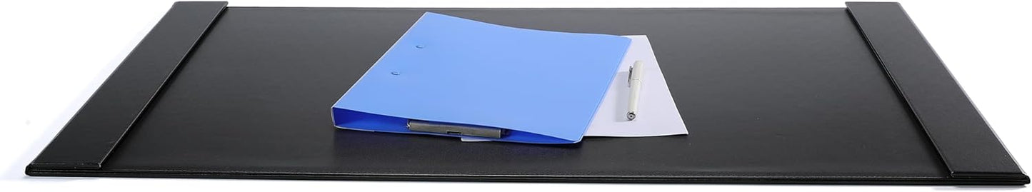 24" x 18" Leather Desk Blotter with Top Rail for Writing Leather Executive Desk Pad Protector Desk Mat for Office Home Workplace Black