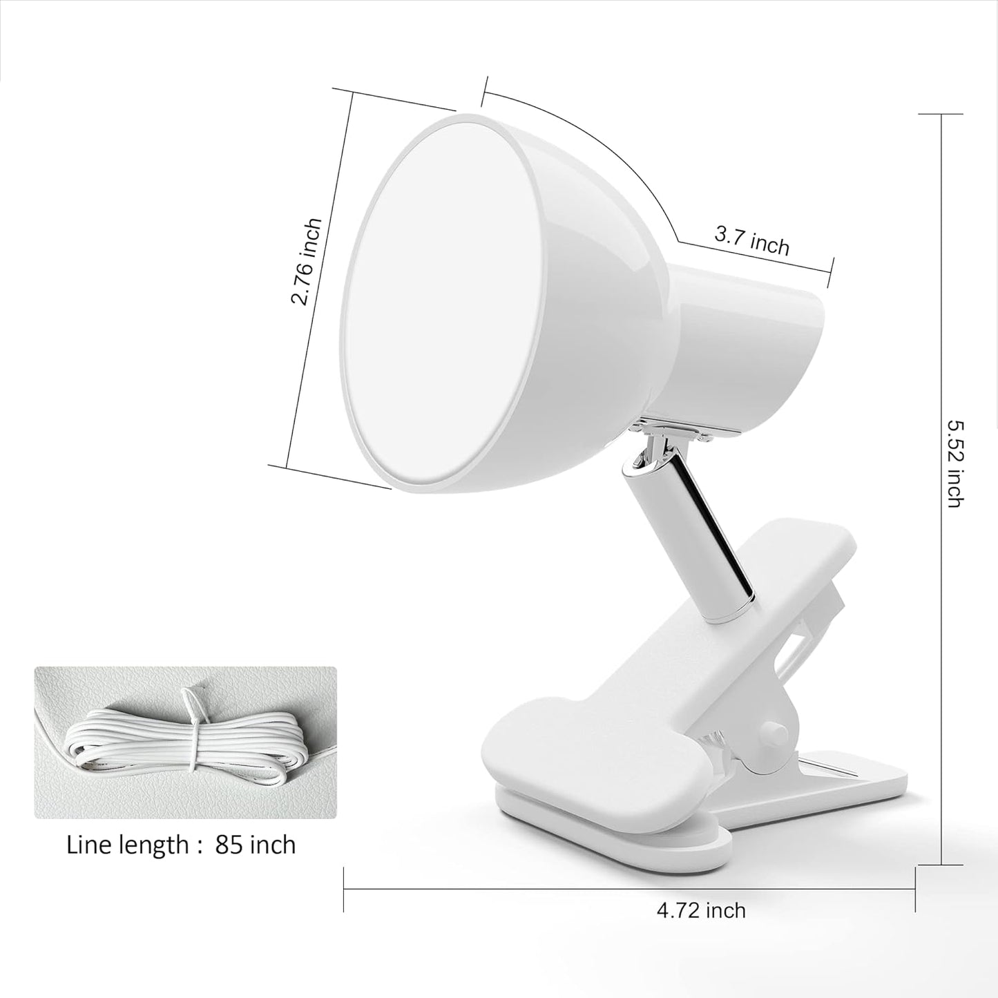deeloop Clip on Light 5W Ultra Bright 330° Rotation Book Reading Clip on Lamp for Bed/Bedside Headboard/Table/Bunk/Desk Lighting Black