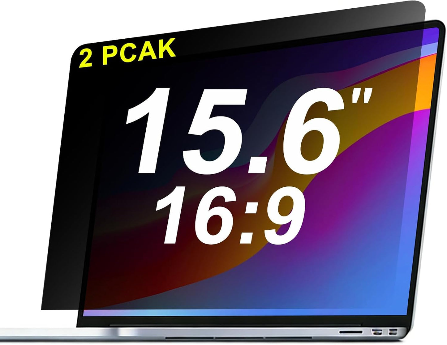 【2 Pack】 15.6 Inch Laptop Privacy Screen Protector, 16:9 Aspect Removable Anti-Glare Blue Light Filter Protector - Scratch Resistant Data Privacy Screen Protecto