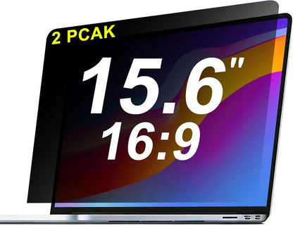 【2 Pack】 15.6 Inch Laptop Privacy Screen Protector, 16:9 Aspect Removable Anti-Glare Blue Light Filter Protector - Scratch Resistant Data Privacy Screen Protecto