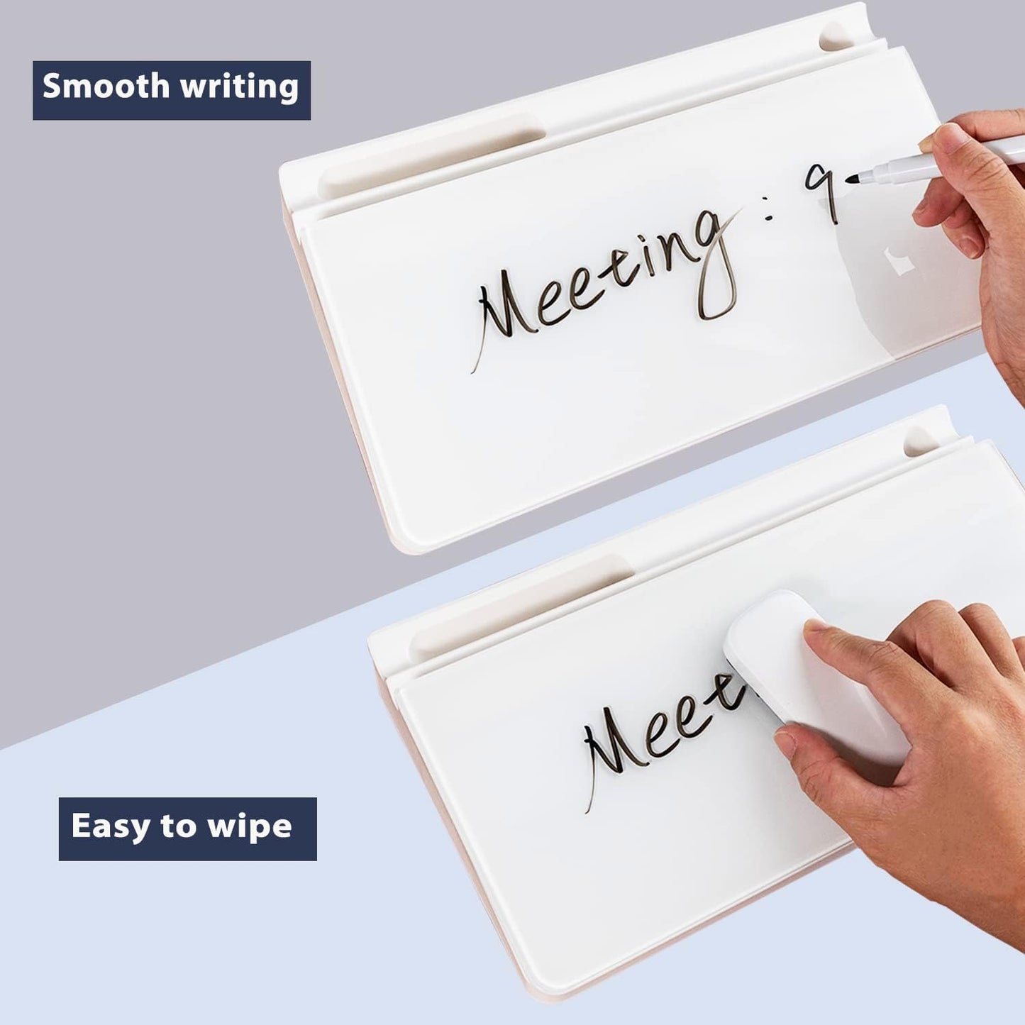 Glass Desktop Whiteboard Dry Erase Board Computer Keyboard Stand Desk White Board Organizers with Accessories 2 Markers,1 Eraser for Office, Home, School Supplies