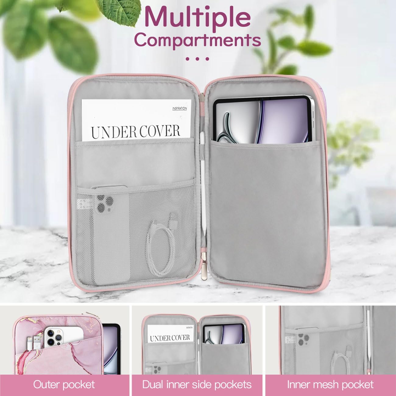 Dadanism 9-11" Tablet Sleeve Bag Carrying Case for iPad (A16) 11th Gen 11", iPad 10th Gen 10.9" Air 5/4, iPad Air M4/Pro 11", iPad 9/8/7th, Galaxy Tab A11+ Plus 11", Remarkable 2 10.3", Black