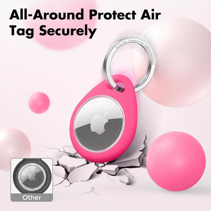 UNBREAKcable AirTag Holder for Apple - 4 Pack Air Tag Case [Fit Tightly Design] [Easy to Install] [Hold Securely] Waterproof TPU Protective Cover with Metal Keychain for Kids,Pet,Luggage,Backpack,Keys
