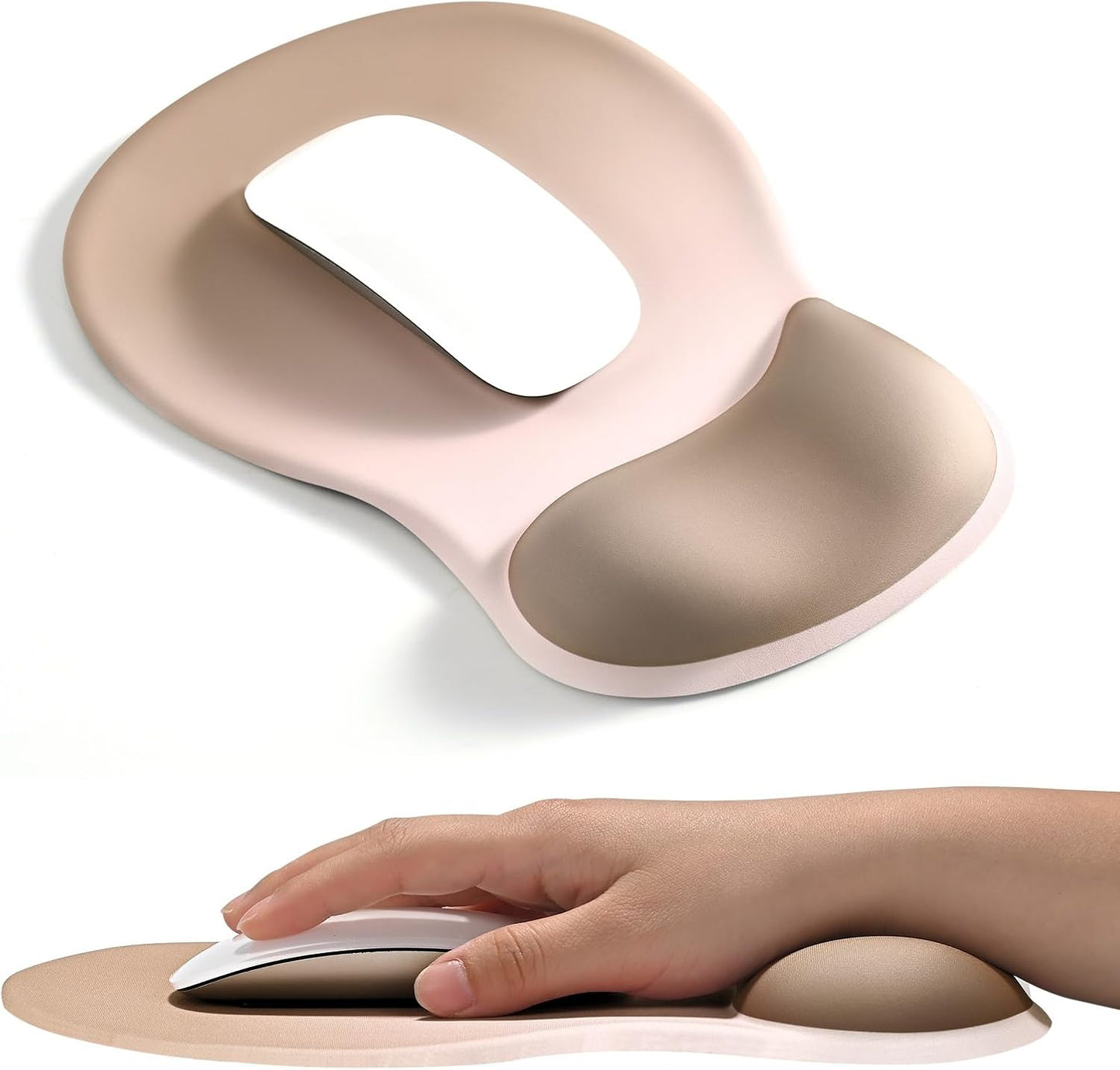 EooCoo Ergonomic Mouse Pad with Gel Wrist Rest Support, Middle Concave Design for Natural Wrist Alignment, Non-Slip Base Mousepad for Laptop, Computer, Office Desk Accessories, Carpal Tunnel Syndrome