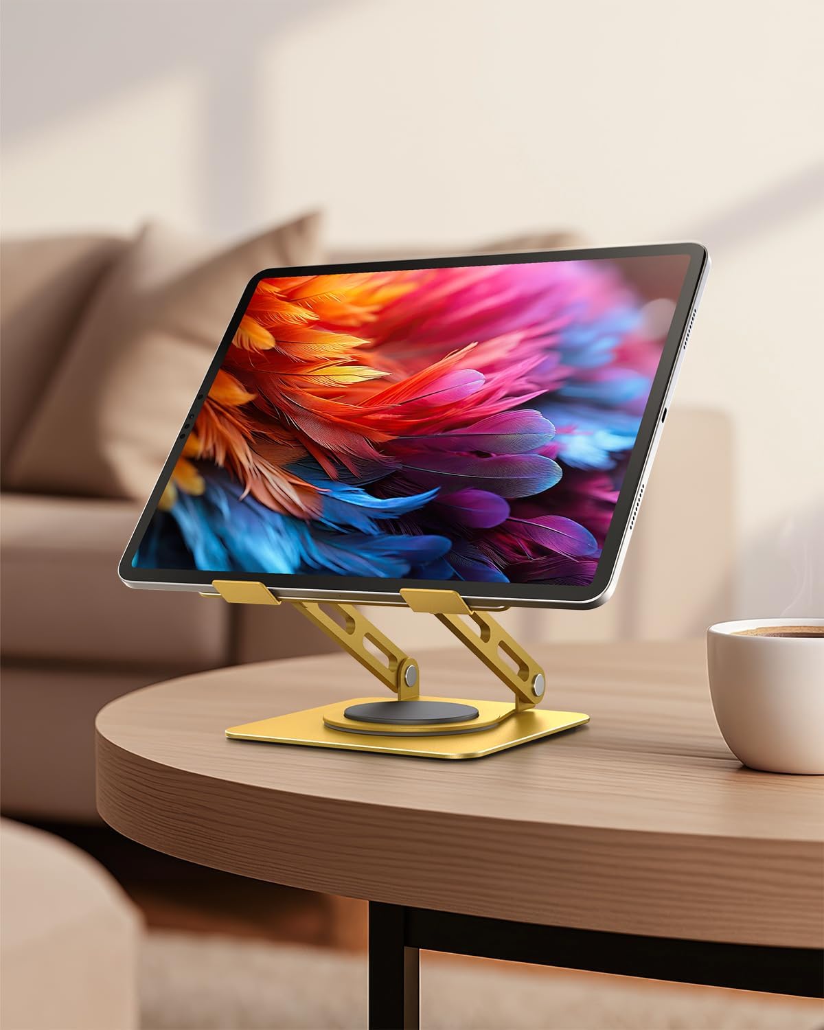 LOXP Adjustable Tablet Stand, 360 Rotating iPad Stand with Heavy-Duty Base, Tablet Holder Compatible with 4.7-16.9" Device, iPad Pro Air Mini, Kindle, Surface Tablet, Portable Monitors - Black