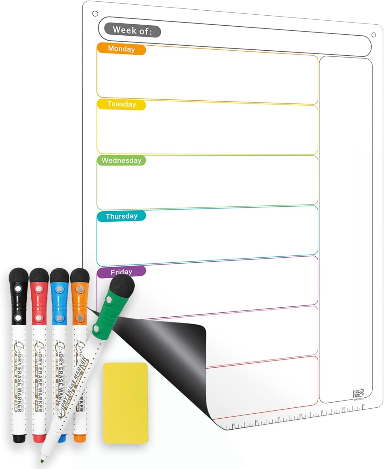 Vertical Magnetic Calendar for Refrigerator Set. Weekly Planner Dry Erase Fridge Calendar Whiteboard Menu Board - Thickened Magnet. Fine Marker & Organizers Reusable for Busy Home & Office