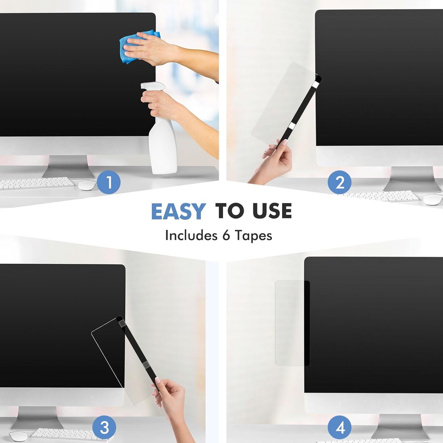 DOLLAR BOSS Monitor Memo Boards for Computers 2 Pcs Office Desk Accessories 11" x 3.1" Transparent Acrylic Monitor Side Panel Multifunction Message Board Screen Note Holder for Office Home Work Desk