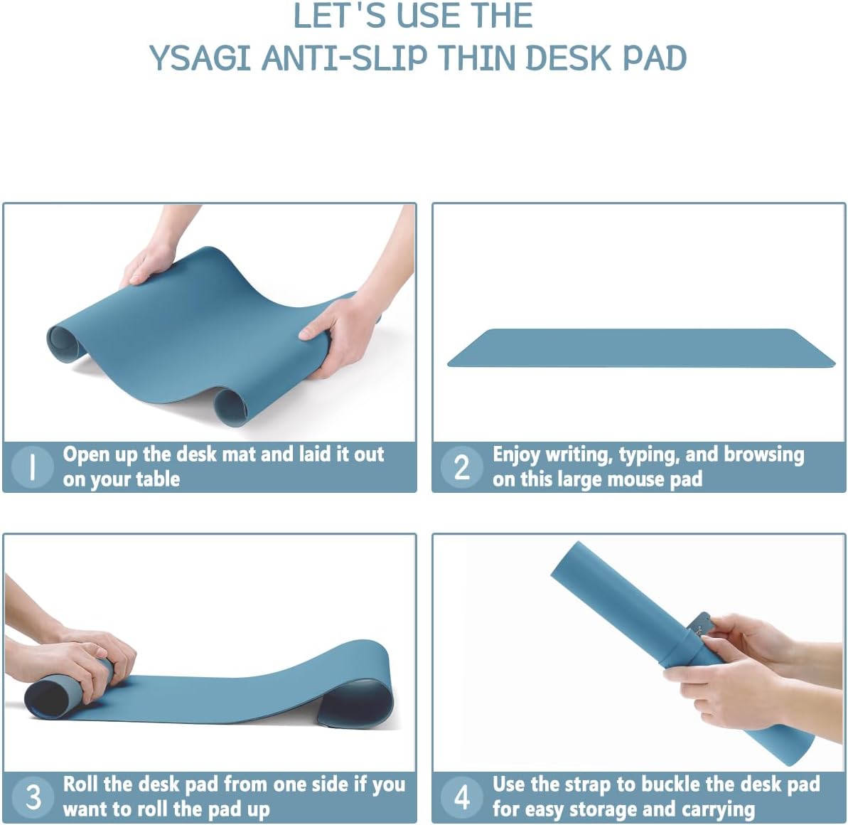 YSAGi Non-Slip Leather Desk Pad, Waterproof Laptop Computer Desk Keyboard Mat, Table Protector Blotter Mat, Large Mouse Pad for Office/Work/Home/Decor(Black, 31.5" x 15.7")