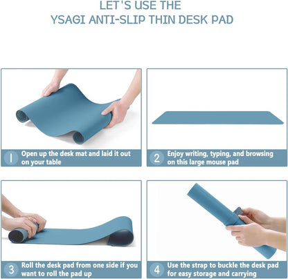 YSAGi Non-Slip Leather Desk Pad, Waterproof Laptop Computer Desk Keyboard Mat, Table Protector Blotter Mat, Large Mouse Pad for Office/Work/Home/Decor(Black, 31.5" x 15.7")