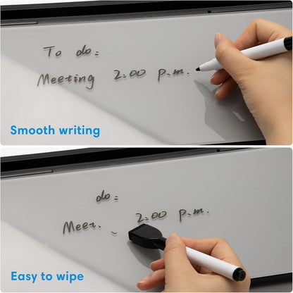 Varhomax Glass Weekly Planner Desk White Board, Desktop Calendar Whiteboard with Storage, to Do List Memo Caddy for Home Office and School Supplies, Black