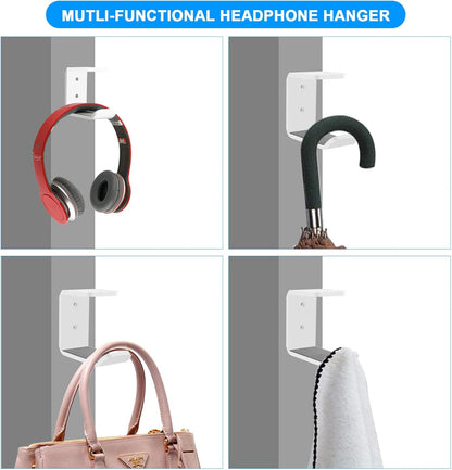 Cosmos 2 Pcs Headphone Hanger Mount Under-Desk Headset Hanger Hook Earphone Holder Wall Mount Hooks with Adhesive Tape & Screw Set Compatible with PC Gaming DJ Headset, Acrylic (Solid Black)
