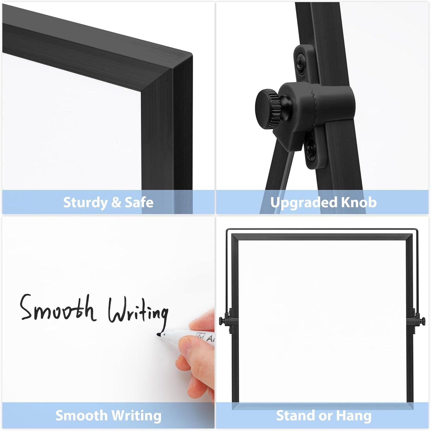 ARCOBIS Small WhiteBoard with Stand 10" X 10", Magnetic Double-Sided Dry Erase White Board Easel for Desk Students Home Office