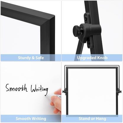 ARCOBIS Small WhiteBoard with Stand 10" X 10", Magnetic Double-Sided Dry Erase White Board Easel for Desk Students Home Office