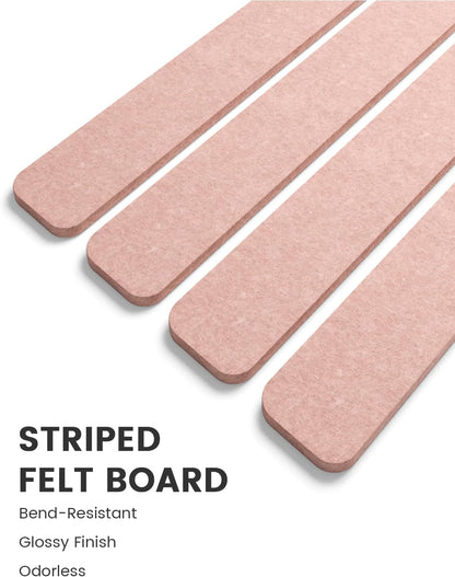 Fluxynara Cork Board Alternative Felt Strip Board 8-Pack 13"x2", Office Pin Board with 50 Push Pins, Adhesive Install for Bedroom Door & Home Office(Linen Dusk)