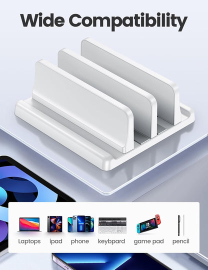 Vaydeer Vertical Laptop Stand for Desk,Dual Slots Plastic Laptop Holder with Space Saving 4-in-1 Design,Adjustable Laptop Organizer Storage Supports for MacBook,Mac,HP,Dell,Microsoft Surface,Lenovo