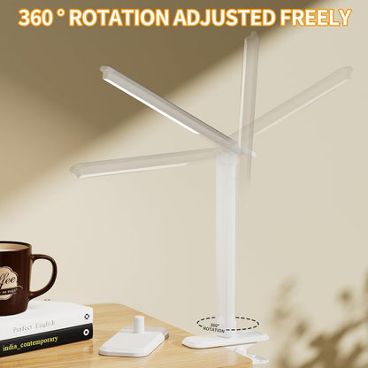 LED Desk Lamp Dimmable Table Lamp Reading Lamp with Changeable Clip & Base, 3 Brightness Dimmable Small Desk Lamp for Office Home, Desk Clip on Lamp for Bed Headboard, LED Desk Light Strip