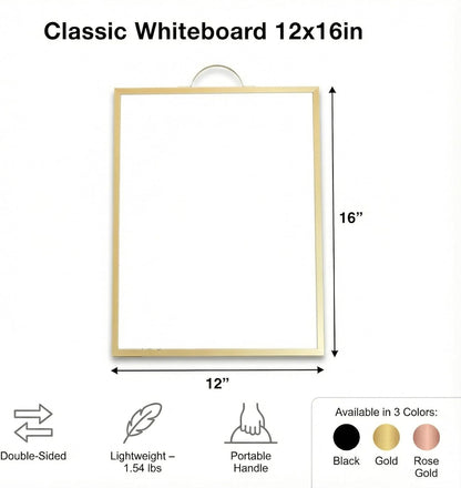 Black Magnetic Dry Erase Whiteboard 12 x 16 Double Sided, Portable Planner Board with Weekly Monthly Sheets, Write and Wipe to Do List Board, Includes 3 Markers Eraser 2 Magnets