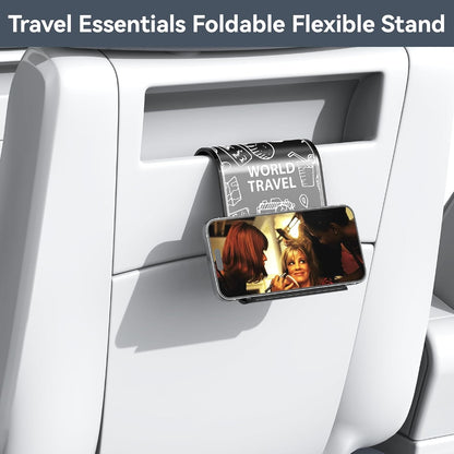 Airplane Phone Holder Mount, Travel Essentials Flexible Phone Holder, Airplane Tablet Holder for Flying, Desk, Compatible with iPhone, Smartphone, Tablet (Black Silk Screen)