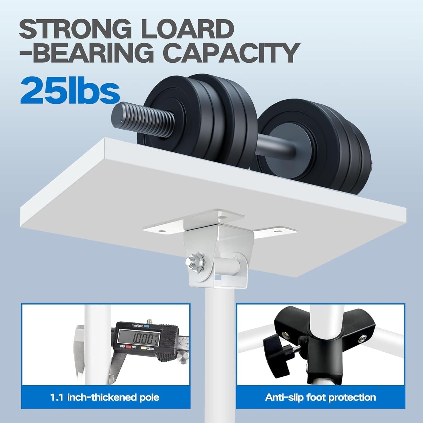 Projector Stand, 33LB Load Bearing & 22-55" Height Adjustable, for Projector/Laptop/DJ Gear, Outdoor/Office/Studio - Stable Base (Black)
