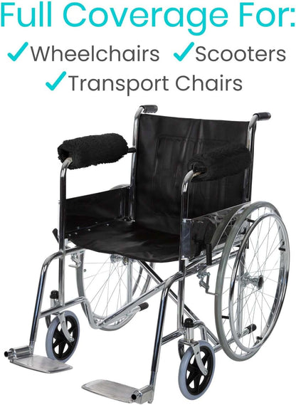 Vive Wheelchair Armrest Pads (2 PCS) - Memory Foam Sheepskin Cushion Accessories for Transport Electric Wheel Chair Arm Rests - for Adults, Seniors, Handicapped - Soft Support for Office Chair