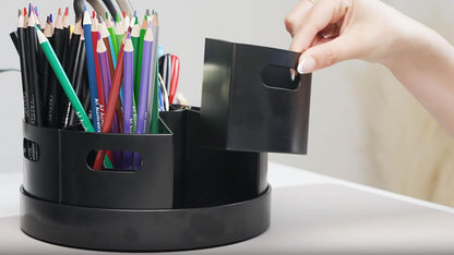 8.6" Desk Art Supply Organizer for Kids – Compact Rotating Lazy Susan Art Caddy with Dividers for Crayons, Markers & Pencils, Classroom Storage for Teachers Students Homeschool
