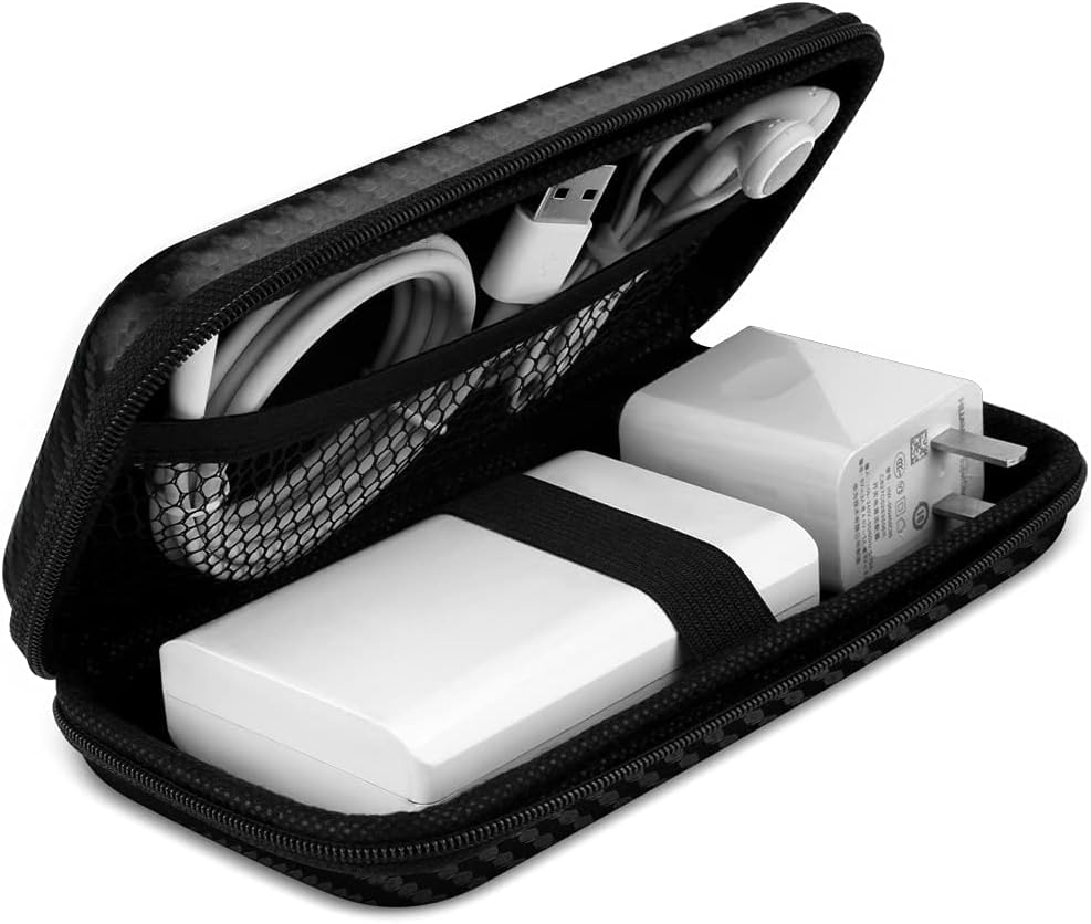 iMangoo Travel Essential Electronics Organizer Pouch Charger Case, Shockproof Dual Zipper Power Bank Cables Tech Accessories Purse, Men & Women Travel Must Have Storage Bag, 6.5x3.2x1 inch Rose Gold