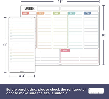 ALEZEL Magnetic Weekly Calendar Whiteboard for Fridge, Refrigerator Dry Erase Weekly White Board, Includes Magnetic Weekly Planner for Fridge with 2 List Boards, 4 Markers + Eraser