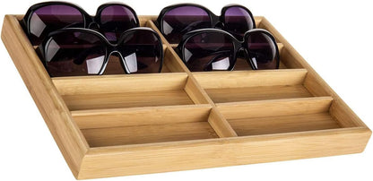 TANG SONG 1 Pack Bamboo Sunglasses Display Tray Eyewear Storage Case for Home or Office
