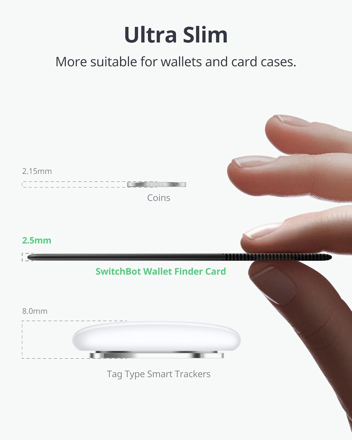 SwitchBot Slim Wallet Tracker Card (2.5mm) – Works with Apple Find My (iOS Only), Credit Card Finder for Wallet, Phone & Keys, IP67 Waterproof, Up to 3-Year Battery