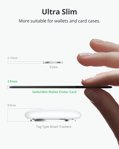 SwitchBot Slim Wallet Tracker Card (2.5mm) – Works with Apple Find My (iOS Only), Credit Card Finder for Wallet, Phone & Keys, IP67 Waterproof, Up to 3-Year Battery