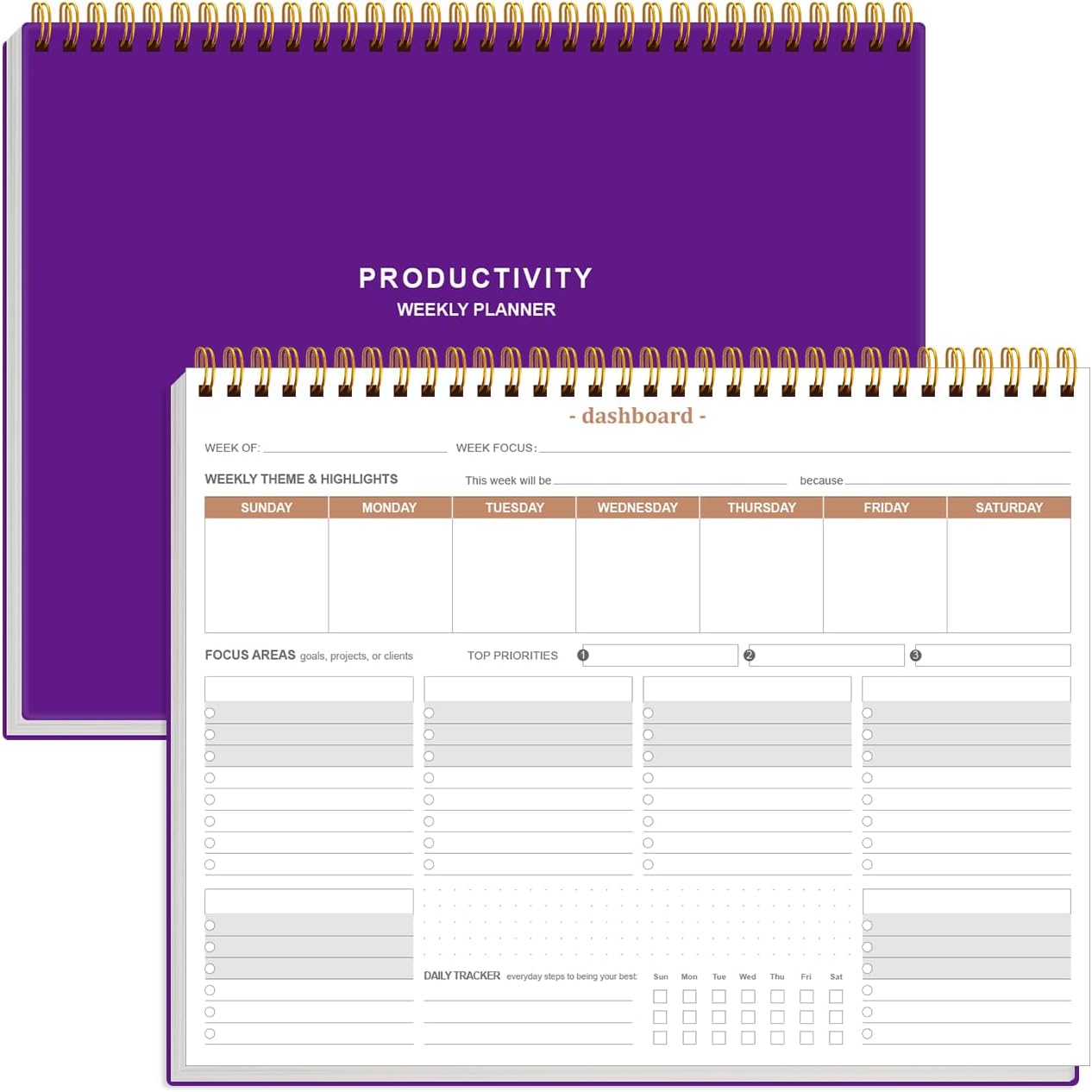 Weekly Productivity Planner - 8.5" x 11" Dashboard Desk Notepad Has 6 Focus Areas to List Tasks for Goals, Projects, Clients, Academic or Meal-Organize Your Daily Work Efficiently, 54 Weeks, Green