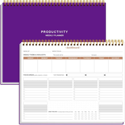 Weekly Productivity Planner - 8.5" x 11" Dashboard Desk Notepad Has 6 Focus Areas to List Tasks for Goals, Projects, Clients, Academic or Meal-Organize Your Daily Work Efficiently, 54 Weeks, Green