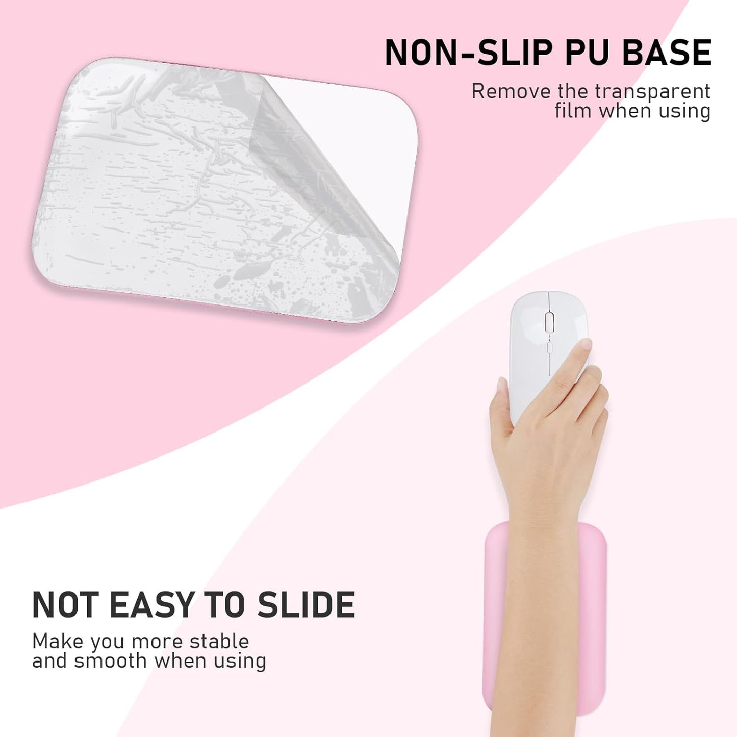 Leolee Elbow Rest Pads for Desk, Black Ergonomic Arm Rest Pads with Memory Foam & Non-Slip Base, Armrest Cushion Support Pad Relieve Elbow and Wrist Pain for Computer, Office, 2 Packs