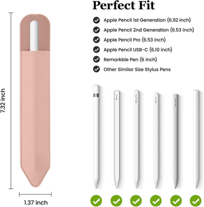 DTTO Pencil Holder for Apple Pencil 2nd & 1st Generation Case, New Apple Pencil Pro & USB-C Sleeve, Ultra-Thin Elastic Stylus Protective Pouch with Adhesive Attached to iPad, Pink Gold