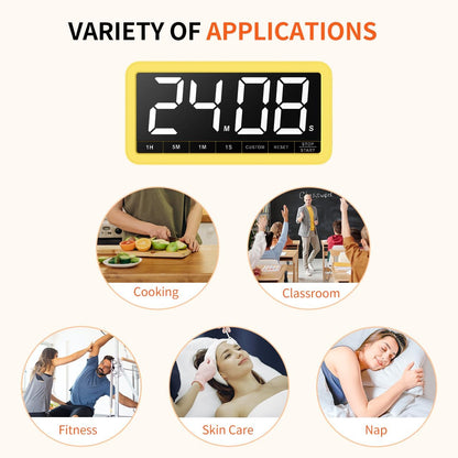 VOCOO Digital Kitchen Timer with 7.8” Extra Large Display, Magnetic LED, with 3 Brightness, 4 Alarms and 3 Volume Levels, Battery Powered Countdown Count Up Timer for Cooking, Classroom, Home Gym