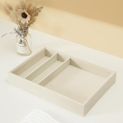 Bedside Organizer - Multi-use Holder for Desk Drawer, Nightstand, Desktop - Catchall Tray for Jewelry, Sunglasses, Phone, Watch, Perfume, Lipstick (Beige 5Grid)