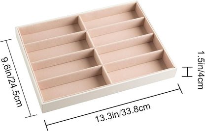 Frebeauty Sunglass Organizer,PU Leather Glasses Organizer,8-Slot Sunglasses Tray,Men's/Women's Sunglasses Box,Sunglass Case,13.3 x 9.6 x 1.5 Inches,Eyeglass/Eyewear Display Tray(Grey)