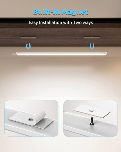 ASOKO Under Cabinet Led Lighting, 12 Inch Light Strip Bar, Daylight White 5000K Dimmable Plug in USB Light, Small Thin Led Under Counter Lighting for Kitchen/Room/Shelf/Desk/Display Case